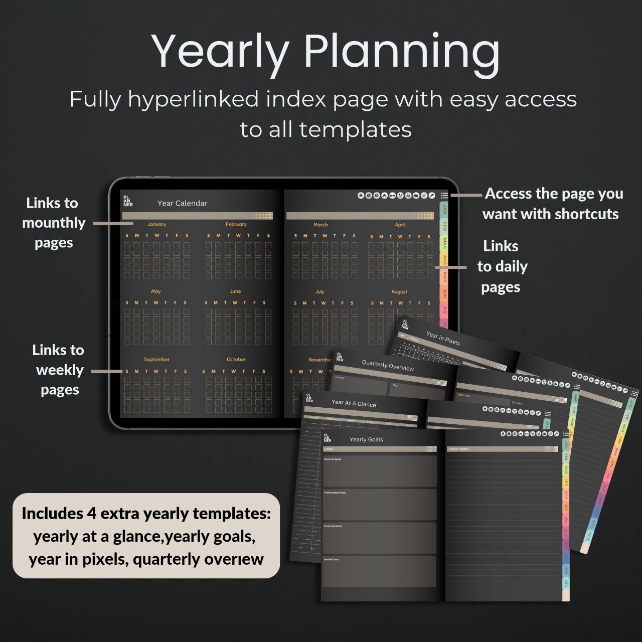 The Executive's Digital Dashboard: Your Integrated Life Command Center | Glossy Black, Horizontal & Hyperlinked