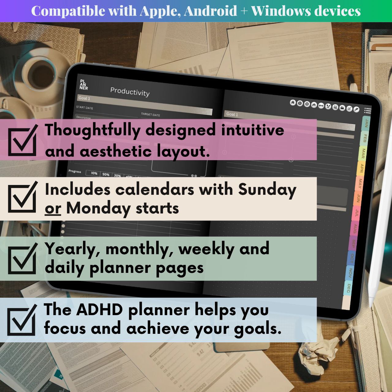 The Executive's Digital Dashboard: Your Integrated Life Command Center | Glossy Black, Horizontal & Hyperlinked