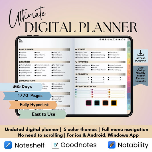 The Minimalist's Digital Planner: Your Blueprint for a Decluttered Life | Gray, Horizontal & Hyperlinked