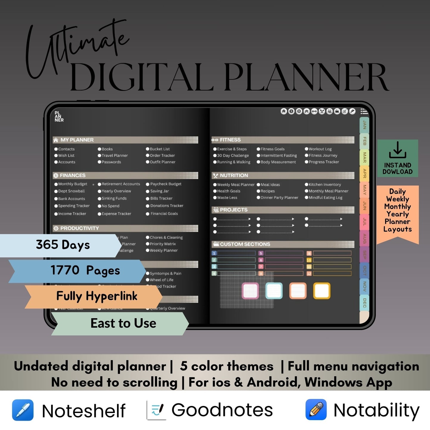 The Executive's Digital Dashboard: Your Integrated Life Command Center | Glossy Black, Horizontal & Hyperlinked