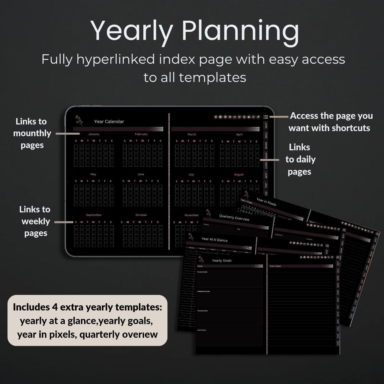The Midnight Digital Planner: Your Sanctuary for Deep Focus | Dark Mode, Horizontal & Hyperlinked