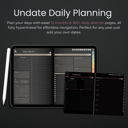 The Midnight Digital Planner: Your Sanctuary for Deep Focus | Dark Mode, Horizontal & Hyperlinked