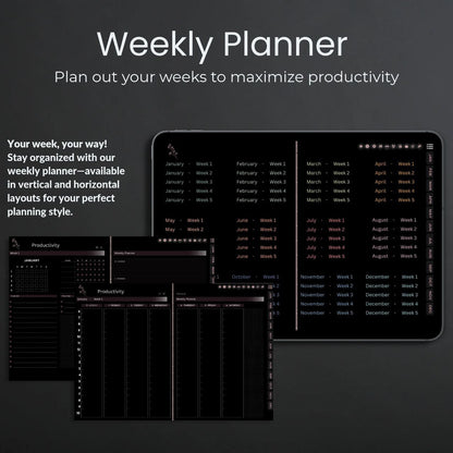 The Midnight Digital Planner: Your Sanctuary for Deep Focus | Dark Mode, Horizontal & Hyperlinked